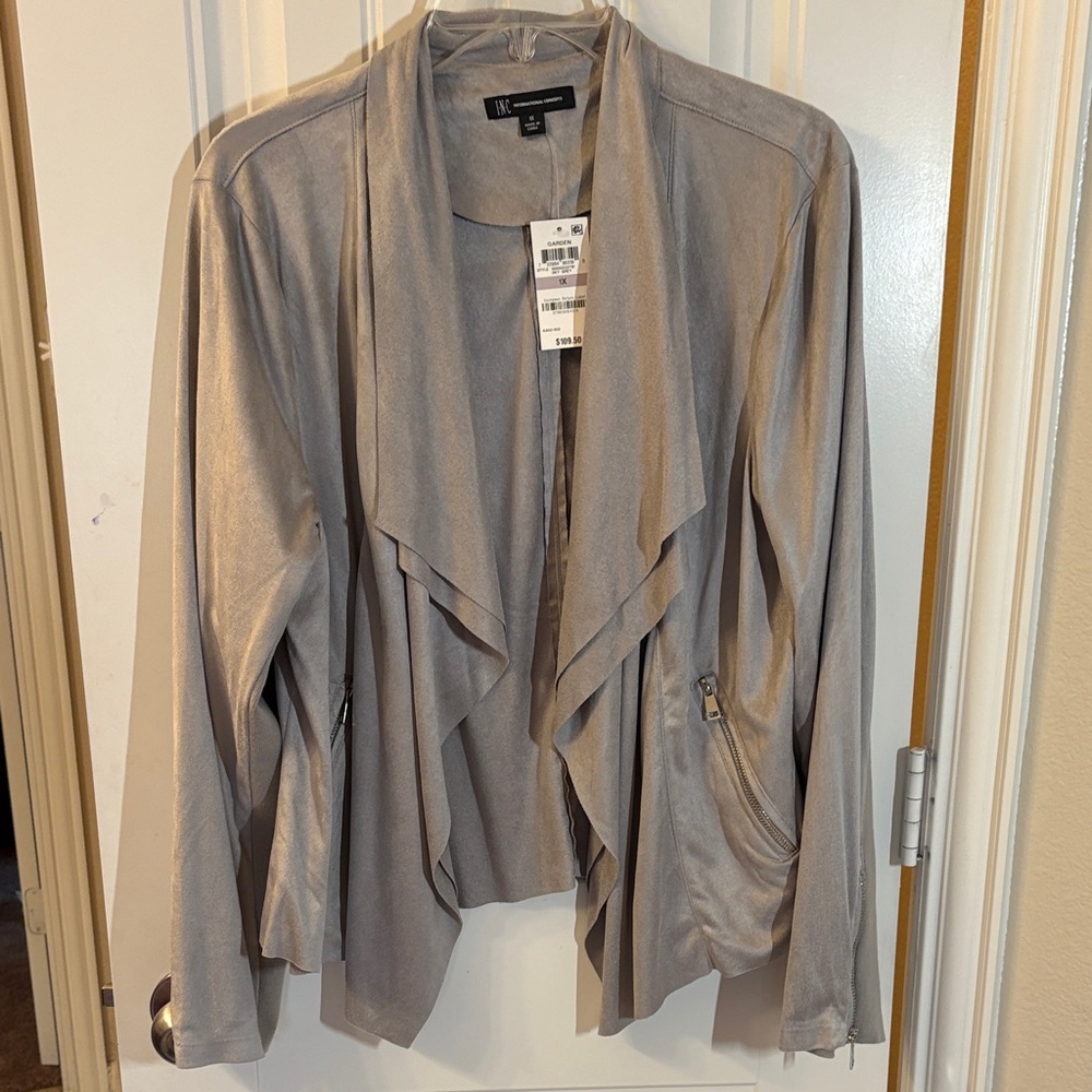INC International Concepts Light Gray Draped Blazer